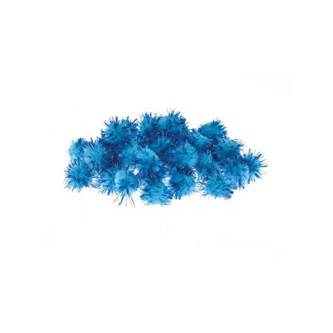 Pompony brokatowe Brewis 2cm Niebieskie, 40szt - 2
